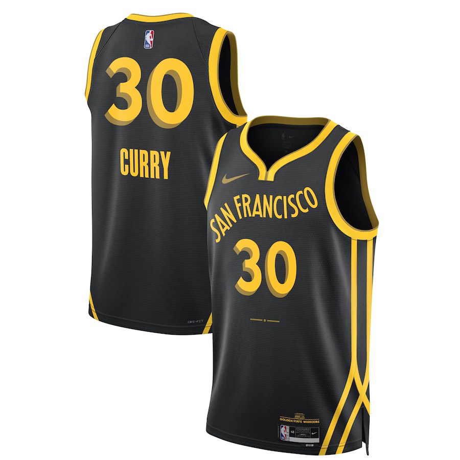 Men Golden State Warriors #30 Stephen Curry Nike Black City Edition 2023-24 Swingman NBA Jersey